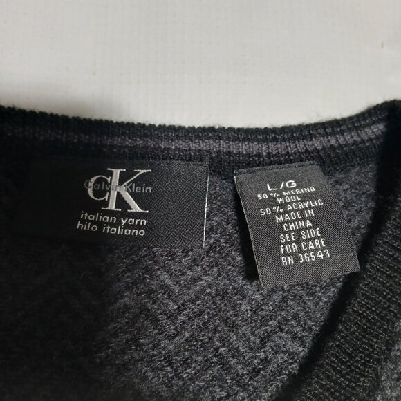 Calvin Klein Italian Yarn Black V-Neck Sweater 50% Merino Wool Size Large Womens - Picture 4 of 7